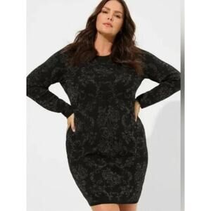 NWT Torrid 4 Black Mini Jacquard Bodycon Dress 4X